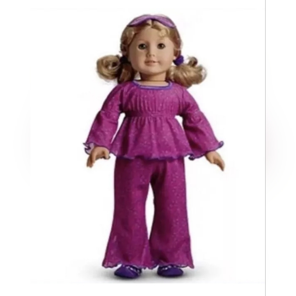 American Girl Doll Paisley Print Pajamas PJs Outfit Set Eye Sleep Mask Slippers